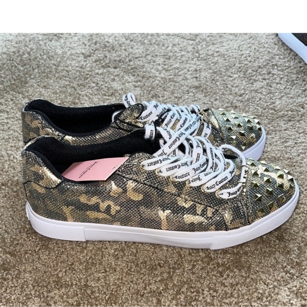 Juicy Couture Women’s Fashion Sneaker Gold Studded Camo. Size 9M - Picture 4 of 9